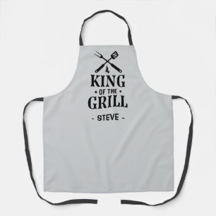 Tablier Roi du Grill personnalisé gris clair