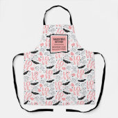 Tablier Romantic Love Gift Pink Black Heart Sketch Apron (Recto)