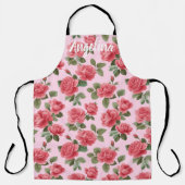 Tablier Romantic Pink Roses Botanical Pattern Custom (Recto)