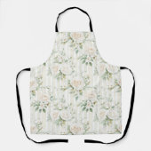 Tablier Romantique blush roses blanches rayures florales   (Recto)