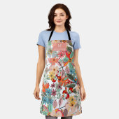 Tablier Romantique Floral doux rose vert pêche classique (Porté)