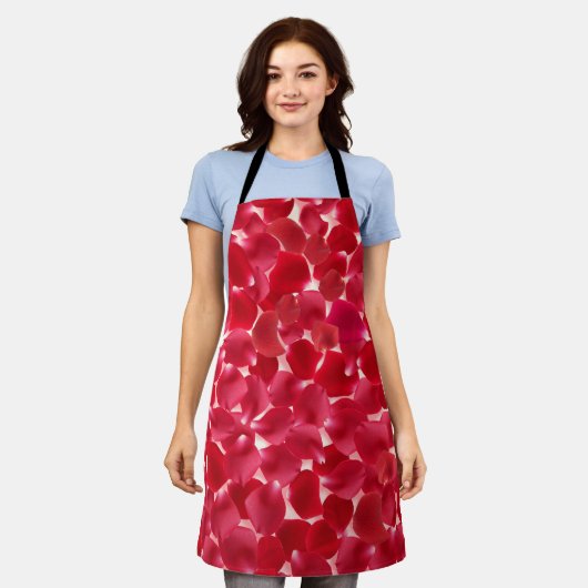Tablier Romantique Rose rouge pétales Motif Apron cadeau (Porté)