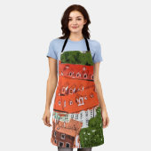 Tablier Roofs Rouges Prague Tchèque Visage collage croquis (Porté)