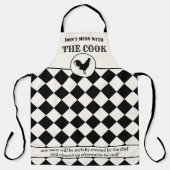 Tablier Rooster drôle noir et blanc cassé (Recto)