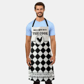 Tablier Rooster drôle noir et blanc cassé (Porté)