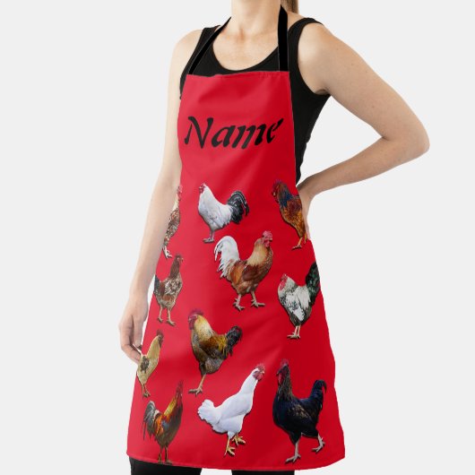 Tablier Rooster Personnaliser Ajouter Nom Couleur Poulet A (Insitu)