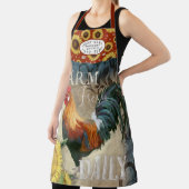 Tablier Rooster rustique de ferme sur tournesol Nom de la  (Insitu)