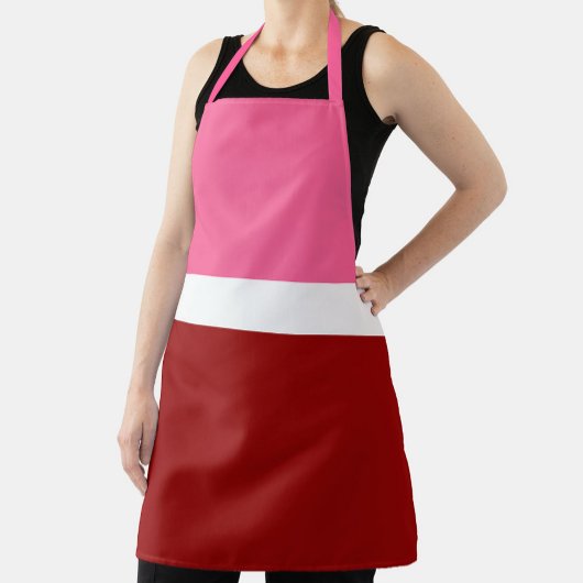 Tablier Rose Blanc Bordeaux Rouge Bloc de Couleur 