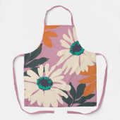 Tablier Rose Blanc Couleur Pop Daisées Artistique Floral (Recto)