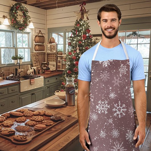 Tablier Rose blanc Snowflakes rose