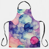 Tablier Rose bleu violet Aquarelle peinture Fusion (Recto)