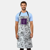 Tablier Rose botanique Entreprise noire et violette (Porté)