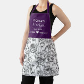 Tablier Rose botanique Noir et violet Personnalisé (Insitu)