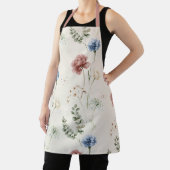 Tablier Rose Bourgogne Fleurs Blanches Bleues Papillon (Insitu)