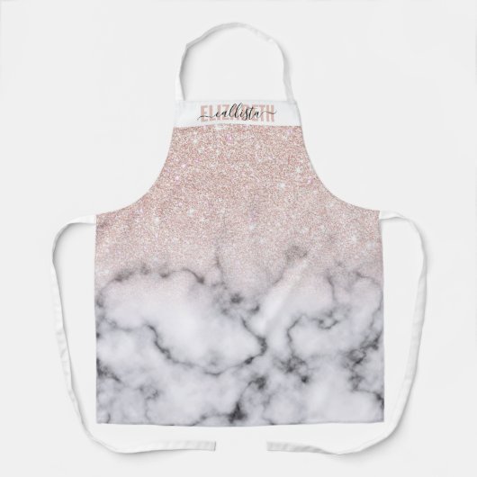 Tablier Rose brillant Parties scintillant or  Marbre Ombre (Recto)