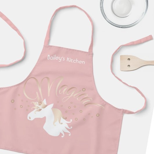 Tablier Rose clair rose blanc magique Unicorn fille enfant