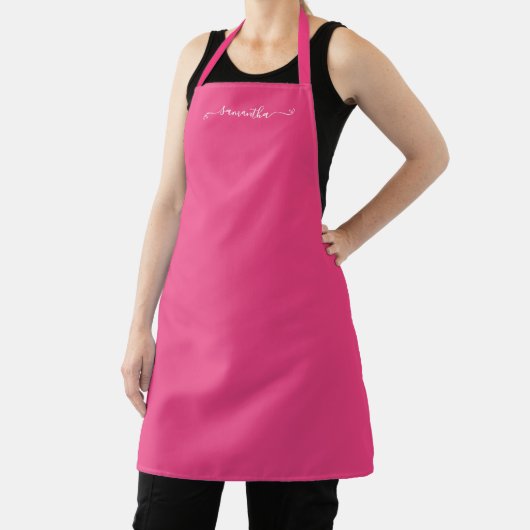 Tablier Rose Clair Ruban Mignon Signature Nom (Insitu)