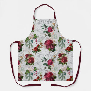 Tablier Rose de Noël Vintage Joyeux Noel Ephemera
