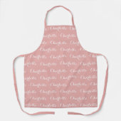 Tablier Rose de script personnalisé chic motif blanc rose (Recto)