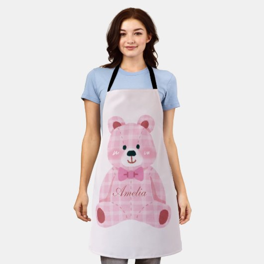 Tablier Rose En vichy Teddy (Porté)