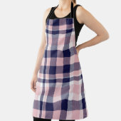 Tablier Rose et marine Plaid, à damiers, tartan sans soudu (Insitu)