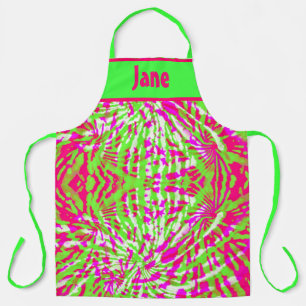 TABLIER ROSE ET VERT ABSTRAIT CRAVATE-DYE DESIGN APRON