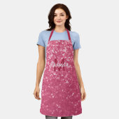 Tablier Rose faux pailleté rose clair Monogramme (Porté)