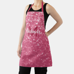 Tablier Rose faux pailleté rose clair Monogramme