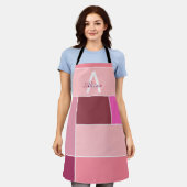 Tablier rose Feminine moderne Monogramme (Porté)