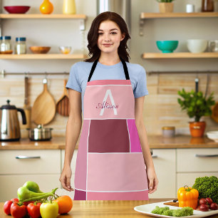 Tablier rose Feminine moderne Monogramme