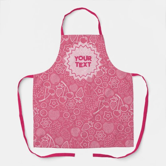 Tablier Rose fille moderne framboise fraise cerise. (Recto)