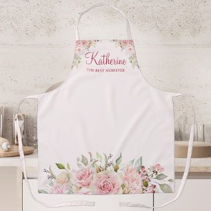 Tablier Rose Fleur Rose Pâle Florale La Meilleure Maman Qu
