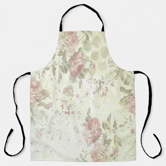 Tablier Rose Florale Rose Chic Usé (Recto)