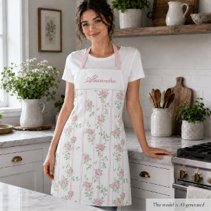 Tablier Rose Florale Rose Coquette Rose Personnalisée