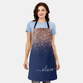 Tablier Rose Gold Bleu Marine Paillettes Rose Blush Monogr (Porté)