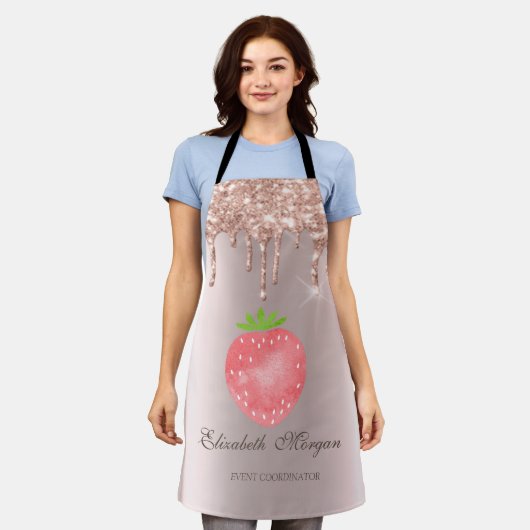 Tablier Rose Gold Drips Fraise (Porté)