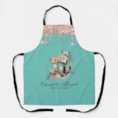 Tablier Rose Gold Drives Floral Cake Mixer Mint Green (Recto)