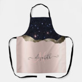 Tablier Rose Gold Monogramme Pailleté Noir Moderne (Recto)