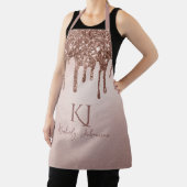 Tablier Rose Gold Paillettes Glamour & Initiales Monogramm (Insitu)