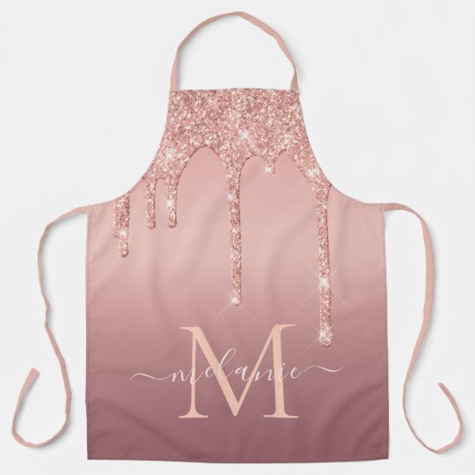 Tablier Rose Gold Parties scintillant Apron Nom personnali (Recto)