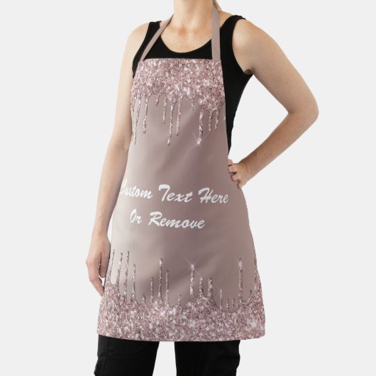 Tablier Rose Gold Parties scintillant Apron Texte personna (Insitu)
