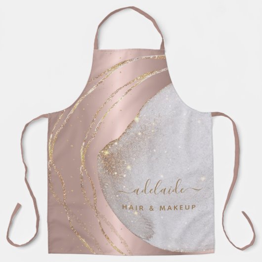 Tablier Rose Gold Parties scintillant Hair Stylliste Scrip (Recto)