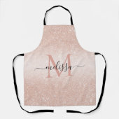 Tablier Rose Gold Parties scintillant Nom du script Monogr (Recto)