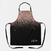 Tablier Rose Gold Rose Noir Paillettes Monogramme Féminin (Recto)