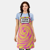 Tablier Rose Jaune Psychedelique Flour Power (Porté)