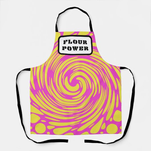 Tablier Rose Jaune Psychedelique Flour Power (Recto)