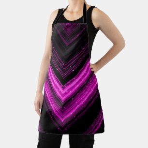 Tablier Rose magenta métallisé scintillant chevron noir