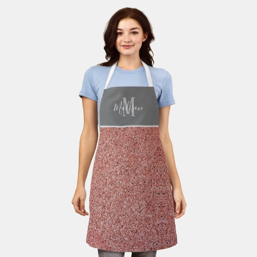Tablier Rose moderne Parties scintillant or Monogramme Per (Porté)