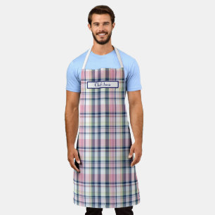 Tablier Rose Navy Vert Blanc Pré-Madras