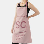 Tablier Rose or couleur professionnelle simple nom monogra (Insitu)